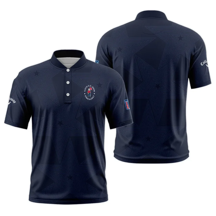 Golf Navy Color Star Pattern 124th U.S. Open Pinehurst Callaway Style Classic, Short Sleeve Round Neck Polo Shirt