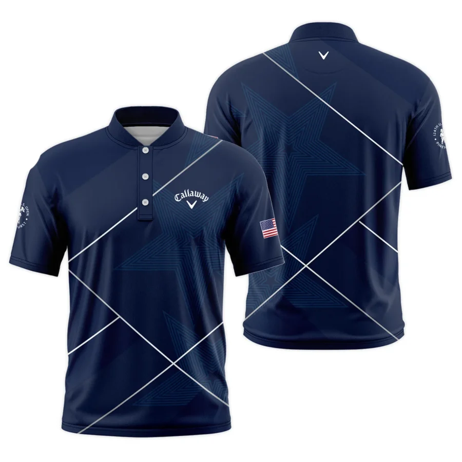 Golf Sport Pattern Blue Mix 124th U.S. Open Pinehurst Callaway Style Classic, Short Sleeve Round Neck Polo Shirt