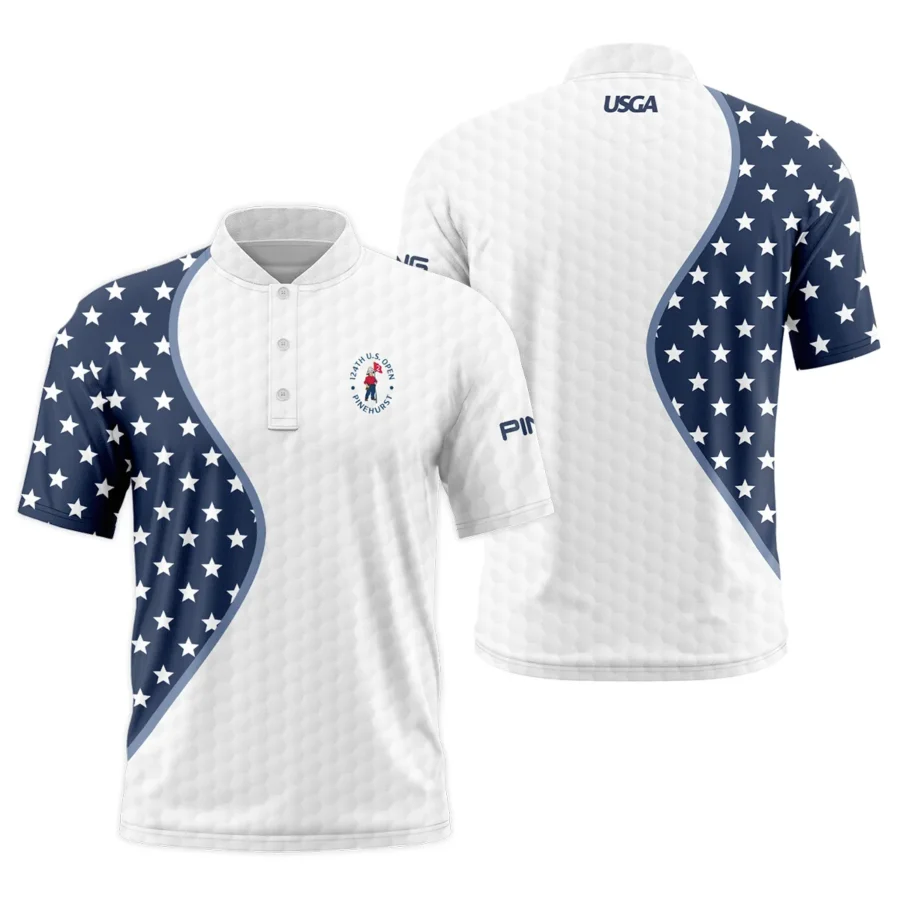 Golf Pattern Light Blue Cup 124th U.S. Open Pinehurst Ping Style Classic, Short Sleeve Round Neck Polo Shirt