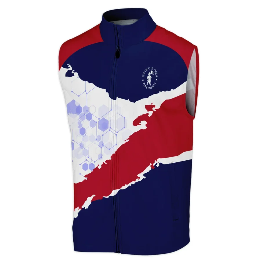 Ping 124th U.S. Open Pinehurst Red Dark Blue White Abstract Background Sleeveless Jacket Style Classic