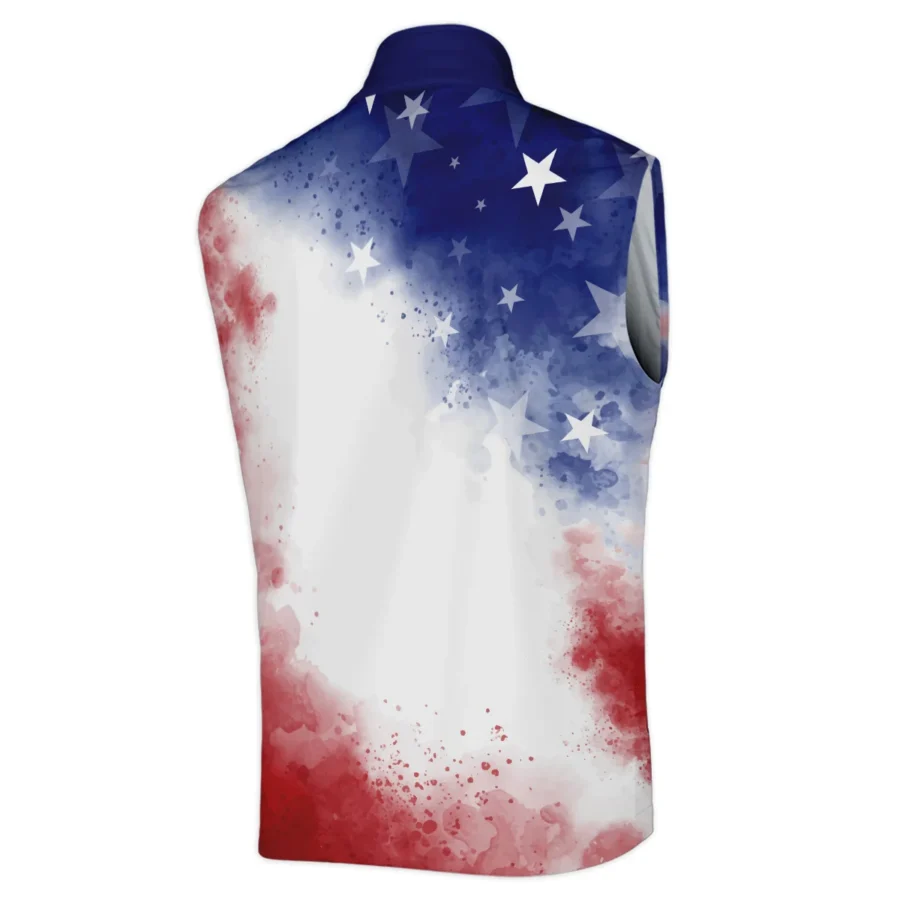 124th U.S. Open Pinehurst Callaway Blue Red Watercolor Star White Backgound Sleeveless Jacket Style Classic Sleeveless Jacket