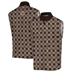 Golf Brown Square Pattern 124th U.S. Open Pinehurst Ping Style Classic, Short Sleeve Round Neck Polo Shirt