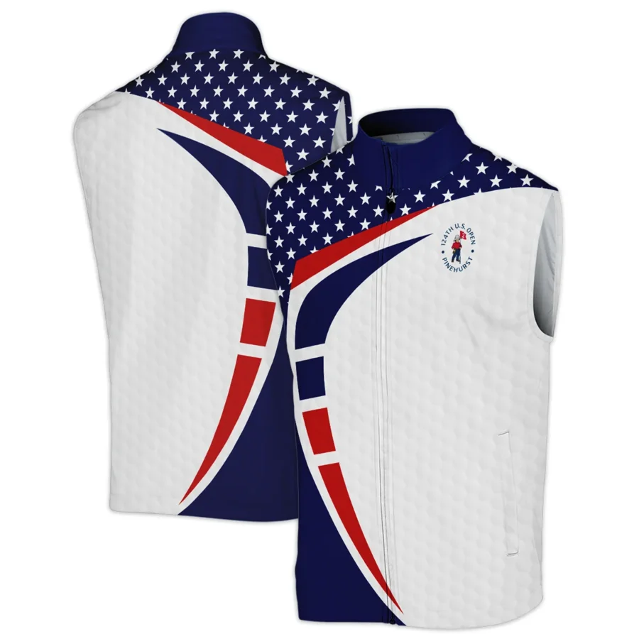 Blue Red Golf Pattern Star White 124th U.S. Open Pinehurst Rolex Sleeveless Jacket Style Classic