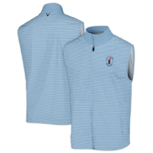 Blue White Line Pattern Callaway 124th U.S. Open Pinehurst Style Classic, Short Sleeve Round Neck Polo Shirt