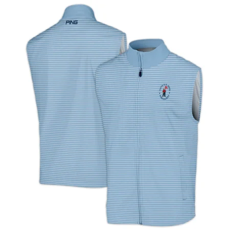 Blue White Line Pattern Ping 124th U.S. Open Pinehurst Zipper Polo Shirt Style Classic