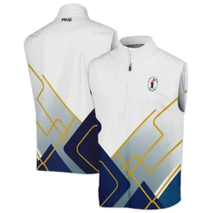 124th U.S. Open Pinehurst Blue Yellow Line White Ping Style Classic, Short Sleeve Round Neck Polo Shirt