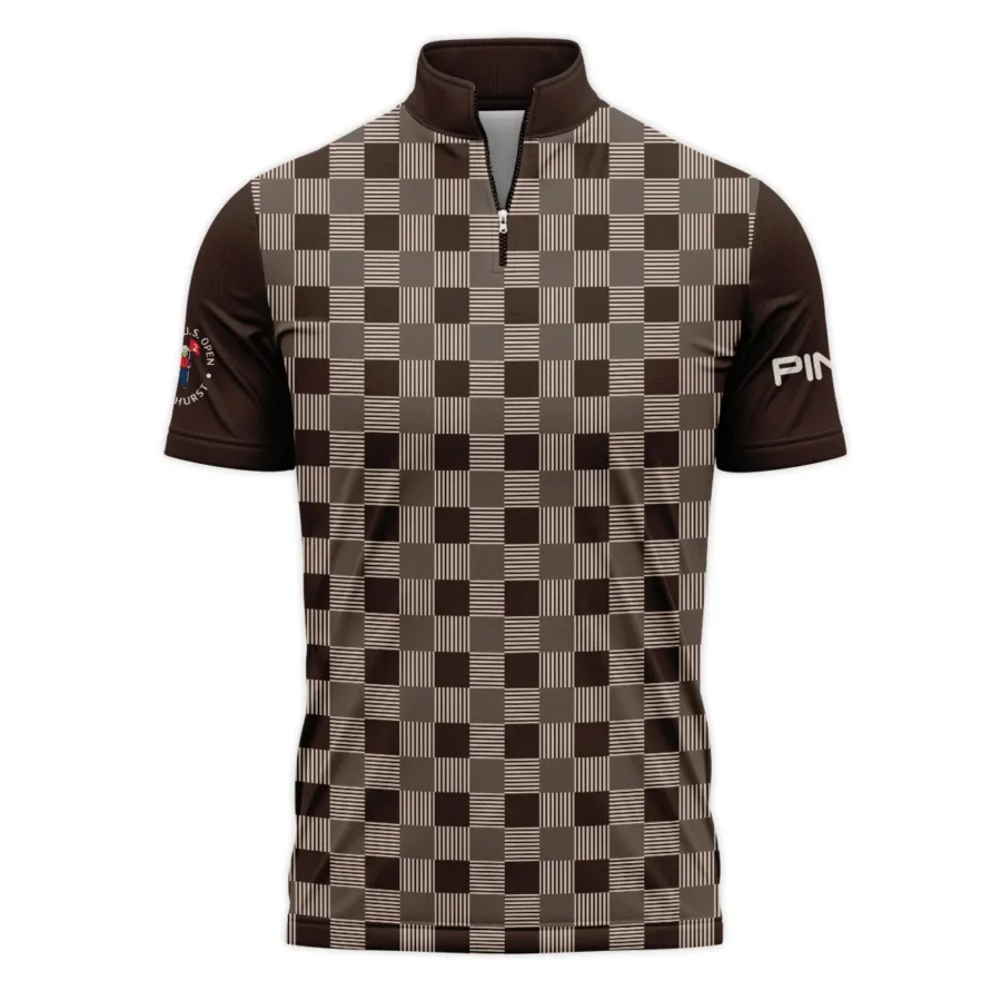 Golf Brown Square Pattern 124th U.S. Open Pinehurst Ping Quarter-Zip Polo Shirt