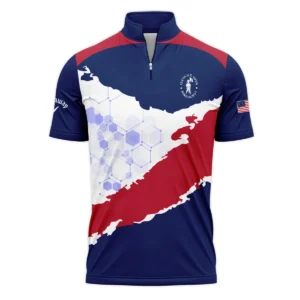 Callaway 124th U.S. Open Pinehurst Red Dark Blue White Abstract Background Style Classic, Short Sleeve Round Neck Polo Shirt