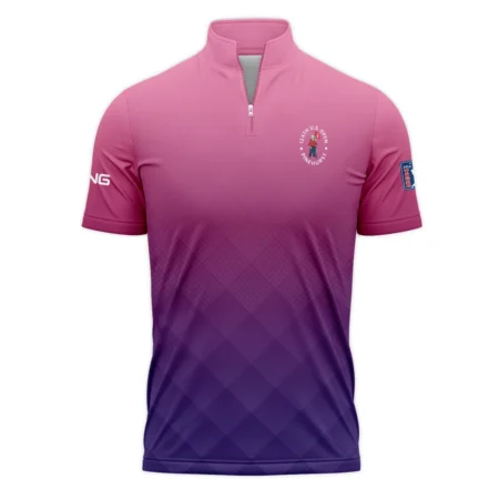 Ping 124th U.S. Open Pinehurst Purple Pink Gradient Abstract Quarter-Zip Polo Shirt