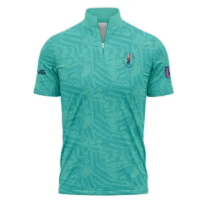 Moderate Cyan Abstract 124th U.S. Open Pinehurst Ping Style Classic, Short Sleeve Round Neck Polo Shirt