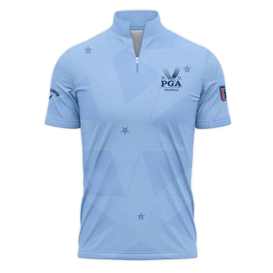 Golf Blue Color Star Pattern 2024 PGA Championship Valhalla Callaway Quarter-Zip Polo Shirt