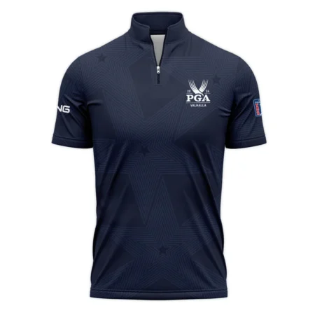 Golf Navy Color Star Pattern 2024 PGA Championship Valhalla Ping Quarter-Zip Polo Shirt