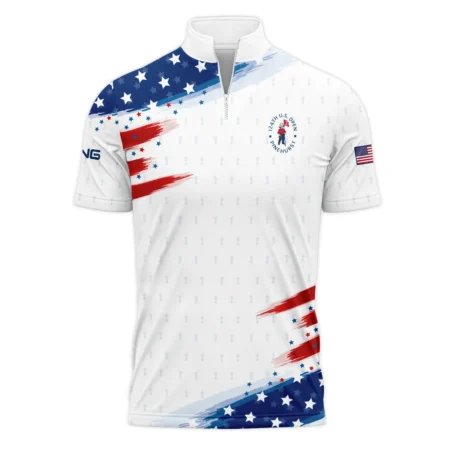 Golf Flag American Loves 124th U.S. Open Pinehurst Ping Quarter-Zip Polo Shirt