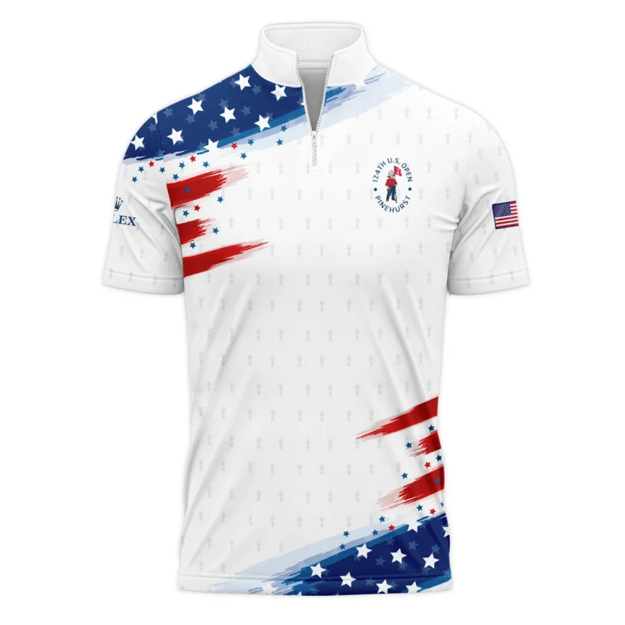 Golf Flag American Loves 124th U.S. Open Pinehurst Rolex Quarter-Zip Polo Shirt