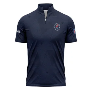 Golf Navy Color Star Pattern 124th U.S. Open Pinehurst Ping Style Classic, Short Sleeve Round Neck Polo Shirt