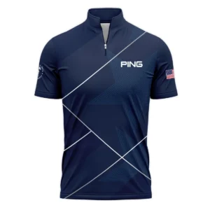 Golf Sport Pattern Blue Mix 124th U.S. Open Pinehurst Ping Style Classic, Short Sleeve Round Neck Polo Shirt