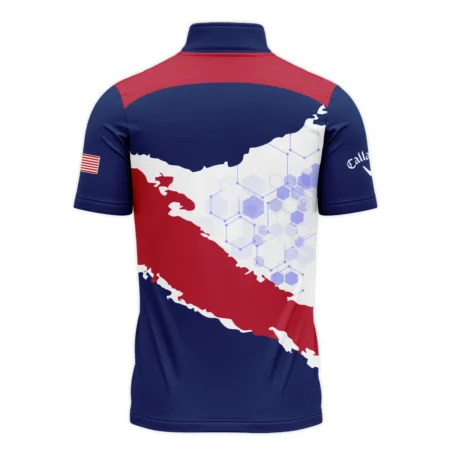 Callaway 124th U.S. Open Pinehurst Red Dark Blue White Abstract Background Quarter-Zip Polo Shirt