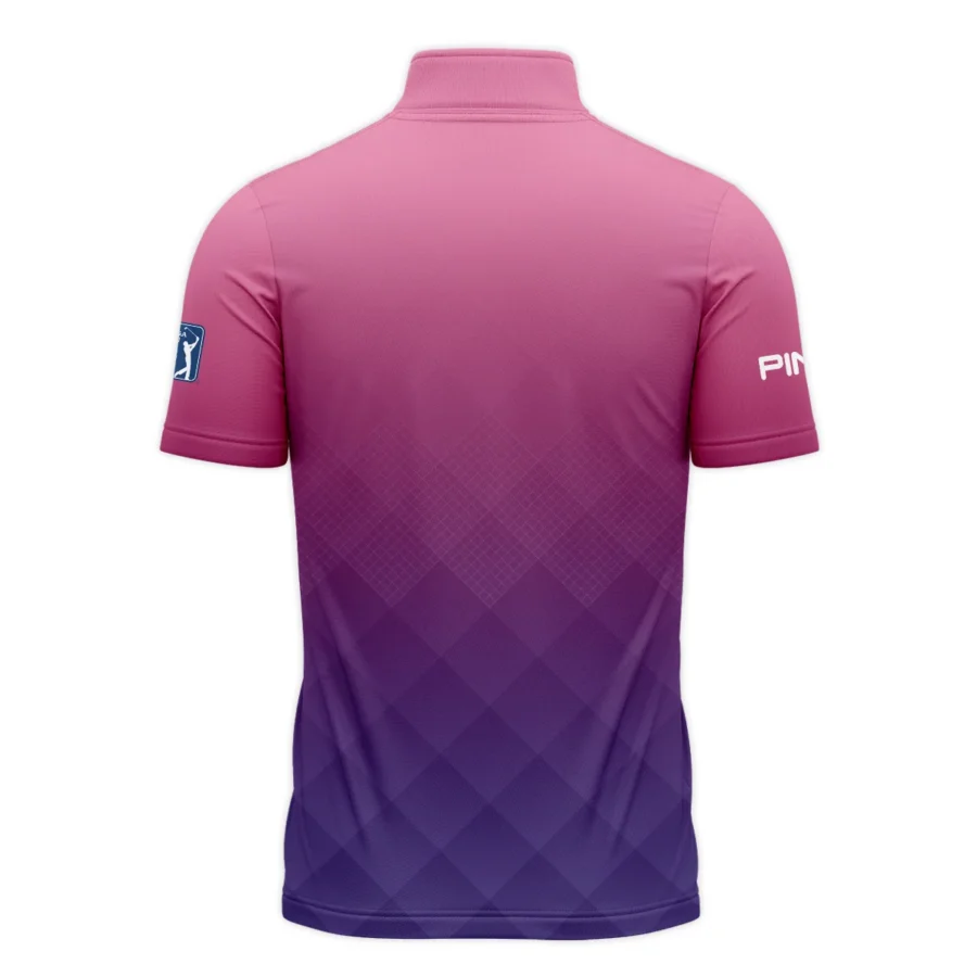 Ping 124th U.S. Open Pinehurst Purple Pink Gradient Abstract Quarter-Zip Polo Shirt