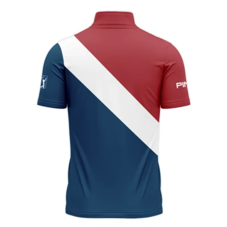 124th U.S. Open Pinehurst Ping Blue Red White Background Quarter-Zip Polo Shirt