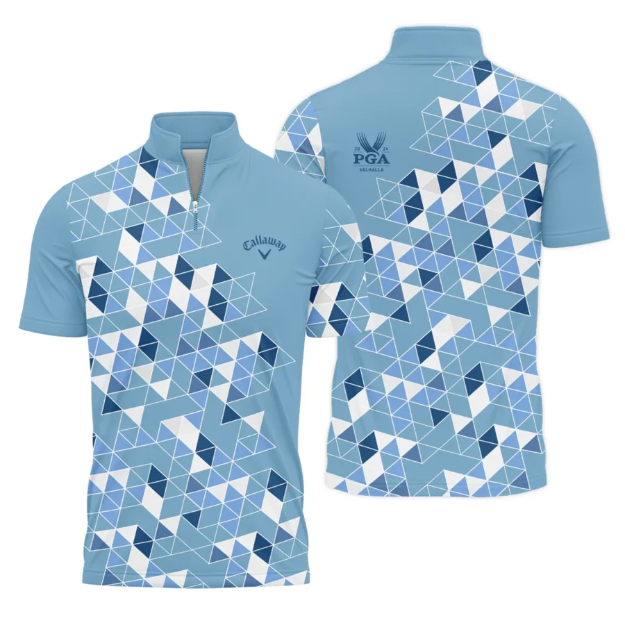 Golf Blue Geometric Mosaic Pattern 2024 PGA Championship Valhalla Callaway Quarter-Zip Polo Shirt