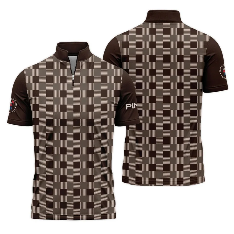 Golf Brown Square Pattern 124th U.S. Open Pinehurst Ping Quarter-Zip Polo Shirt