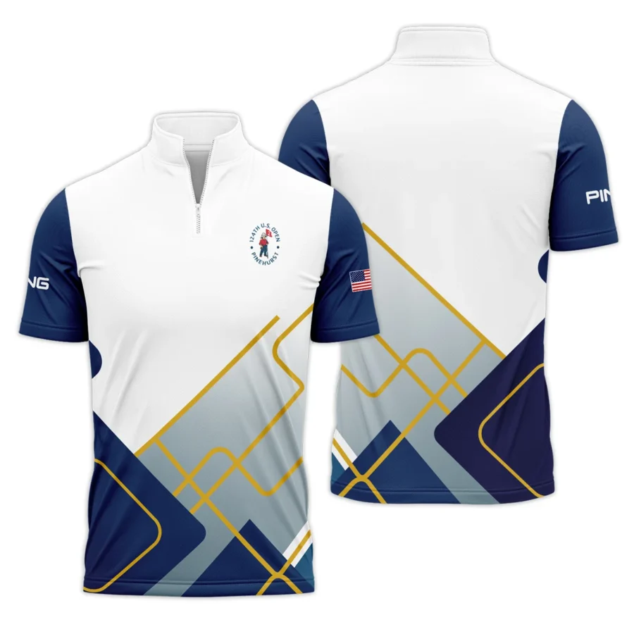 124th U.S. Open Pinehurst Blue Yellow Line White Ping Quarter-Zip Polo Shirt