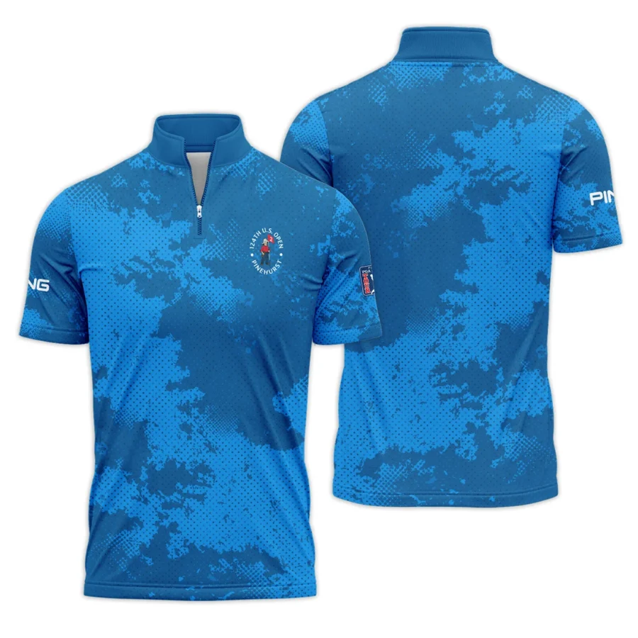 124th U.S. Open Pinehurst Ping Blue Sport Pattern Quarter-Zip Polo Shirt