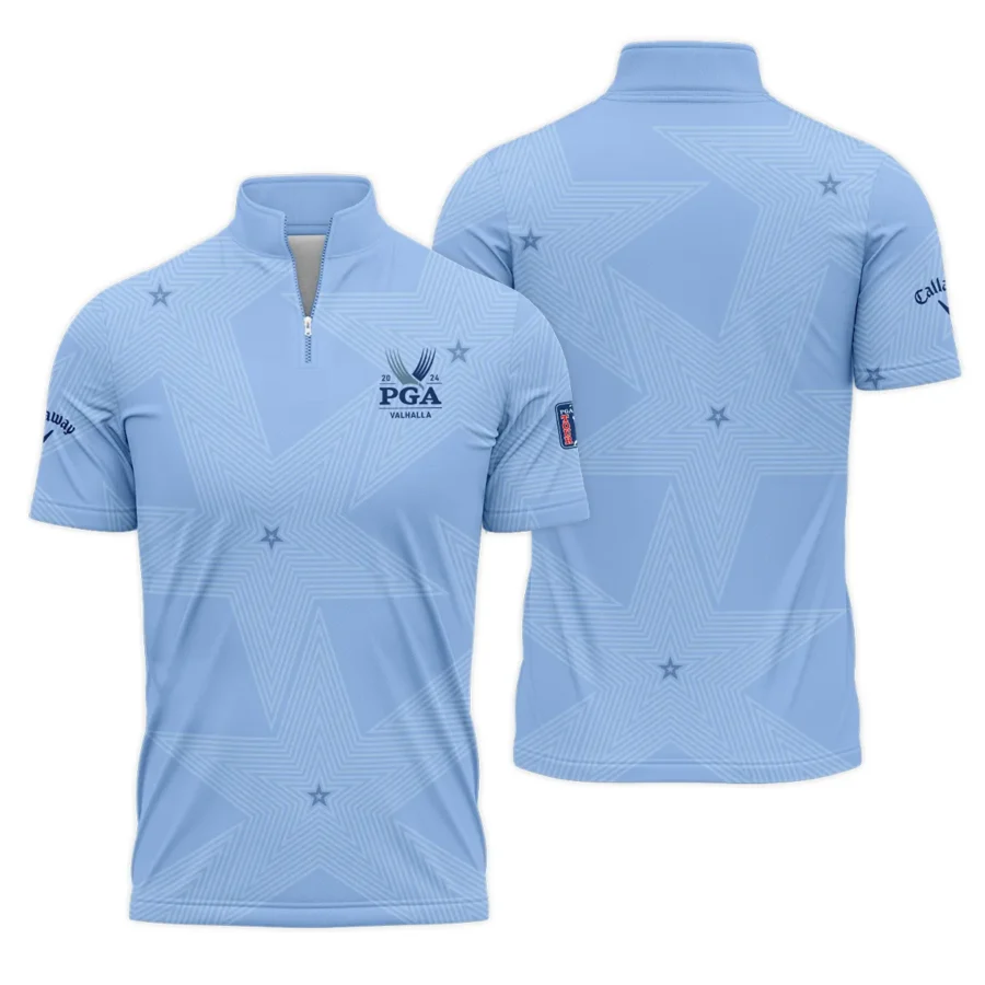 Golf Blue Color Star Pattern 2024 PGA Championship Valhalla Callaway Quarter-Zip Polo Shirt