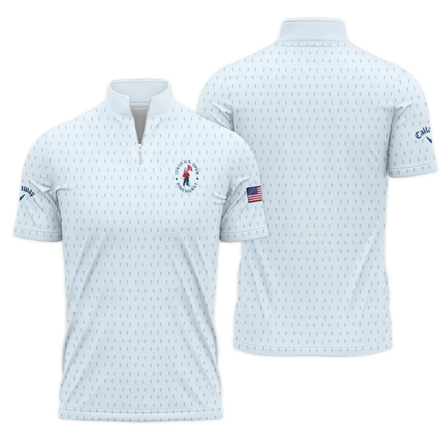 Golf Pattern Light Blue Cup 124th U.S. Open Pinehurst Callaway Quarter-Zip Polo Shirt