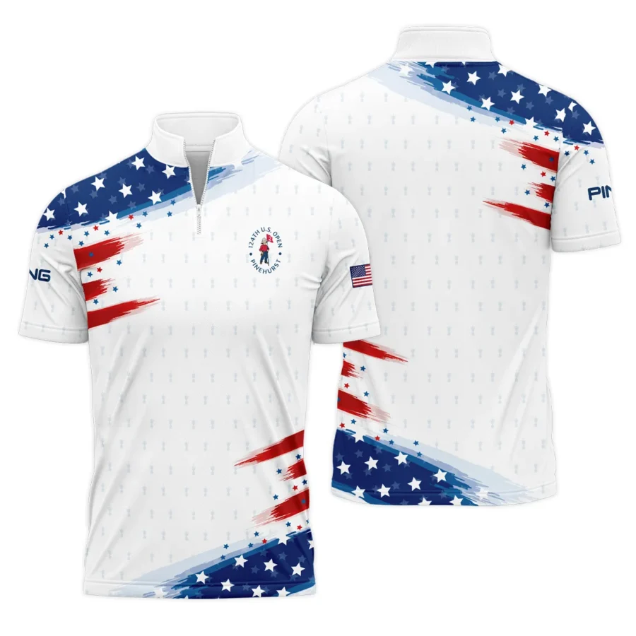 Golf Flag American Loves 124th U.S. Open Pinehurst Ping Quarter-Zip Polo Shirt