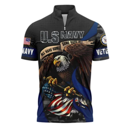 All Gave Some Some Gave All Veteran Eagle Flag U.S. Navy Veterans All Over Prints Quarter-Zip Polo Shirt