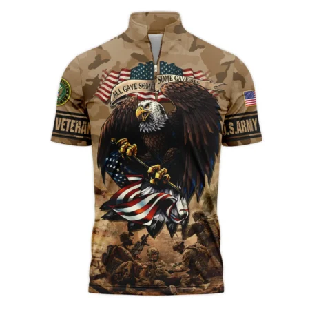 Veteran Camo Eagle All Gave Some Some Gave All U.S. Army Veterans All Over Prints Quarter-Zip Polo Shirt