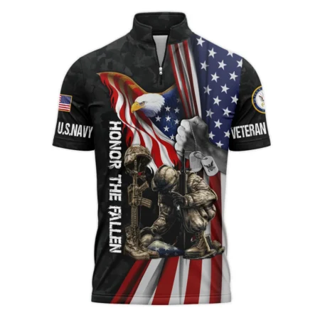 Veteran Honor The Fallen Dont You Dare Disrespect It U.S. Navy Veterans All Over Prints Quarter-Zip Polo Shirt