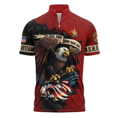 Veteran All Gave Some Some Gave All U.S. Marine Corps Veterans All Over Prints Quarter-Zip Polo Shirt