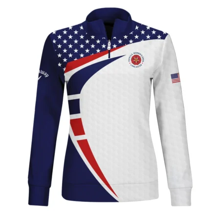 79th U.S. Women’s Open Lancaster Callaway Blue Red White Star Quater Zip Sleeveless Polo Shirt