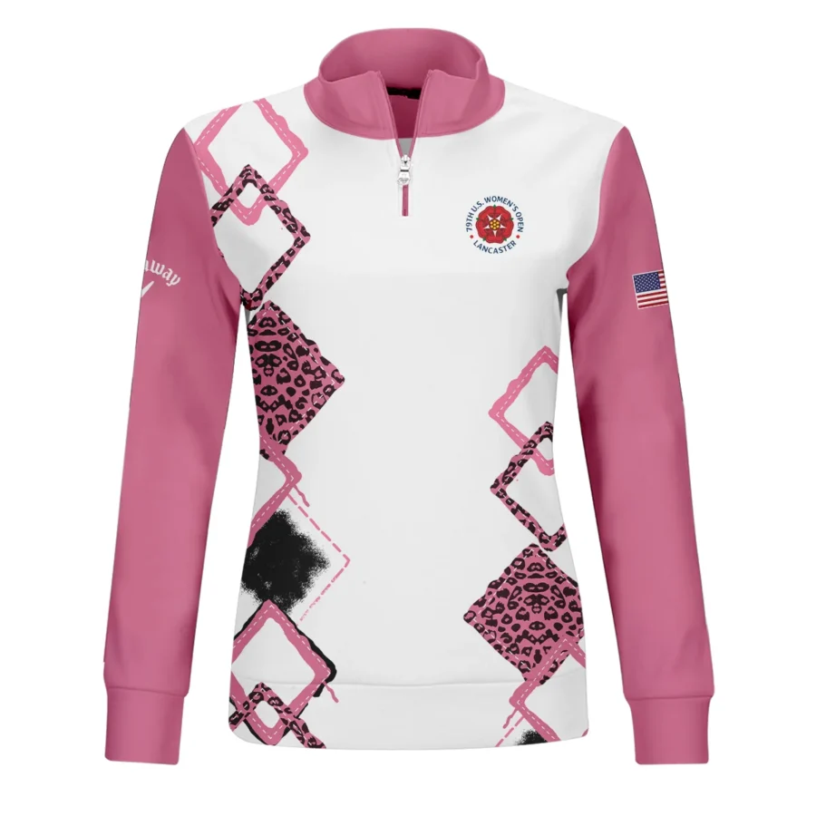 Callaway 79th U.S. Women’s Open Lancaster Pink Leopard Pattern White Quater Zip Women