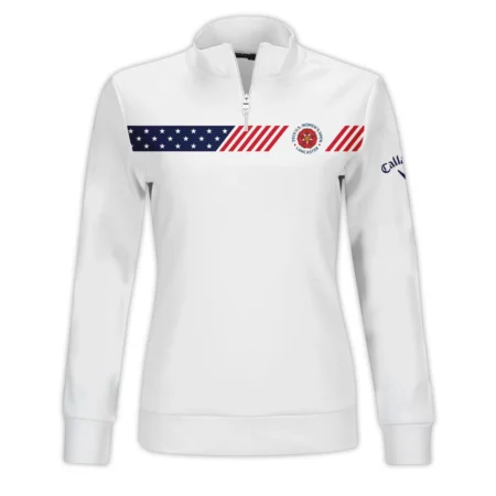 Golf American Flag White Callaway 79th U.S. Women’s Open Lancaster Quater Zip Sleeveless Polo Shirt