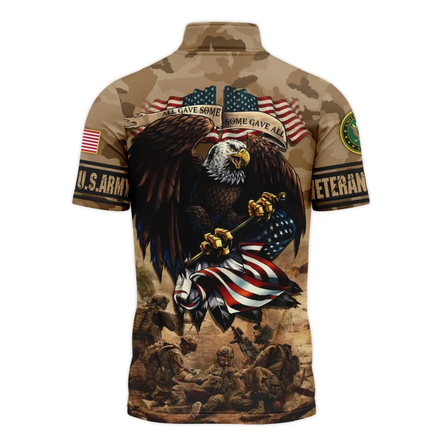 Veteran Camo Eagle All Gave Some Some Gave All U.S. Army Veterans All Over Prints Quarter-Zip Polo Shirt