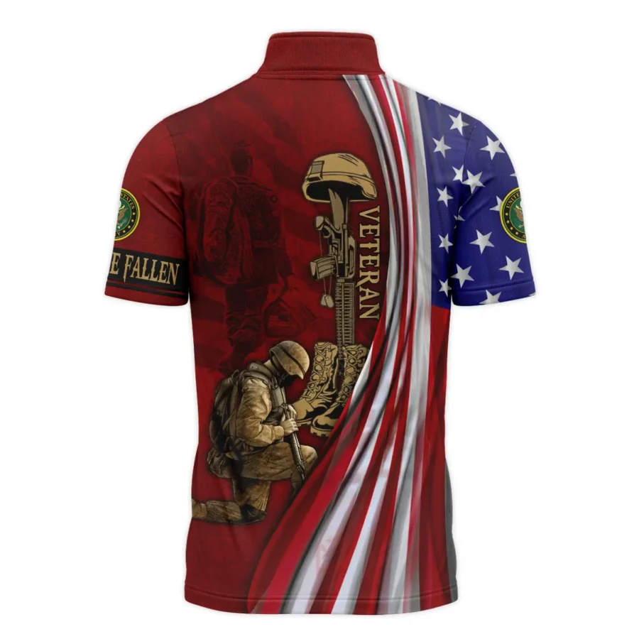 Veteran Us Flag Honor The Fallen U.S. Army Veterans All Over Prints Quarter-Zip Polo Shirt