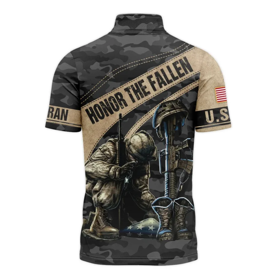 Veteran Camo Honor The Fallen U.S. Air Force Veterans All Over Prints Quarter-Zip Polo Shirt