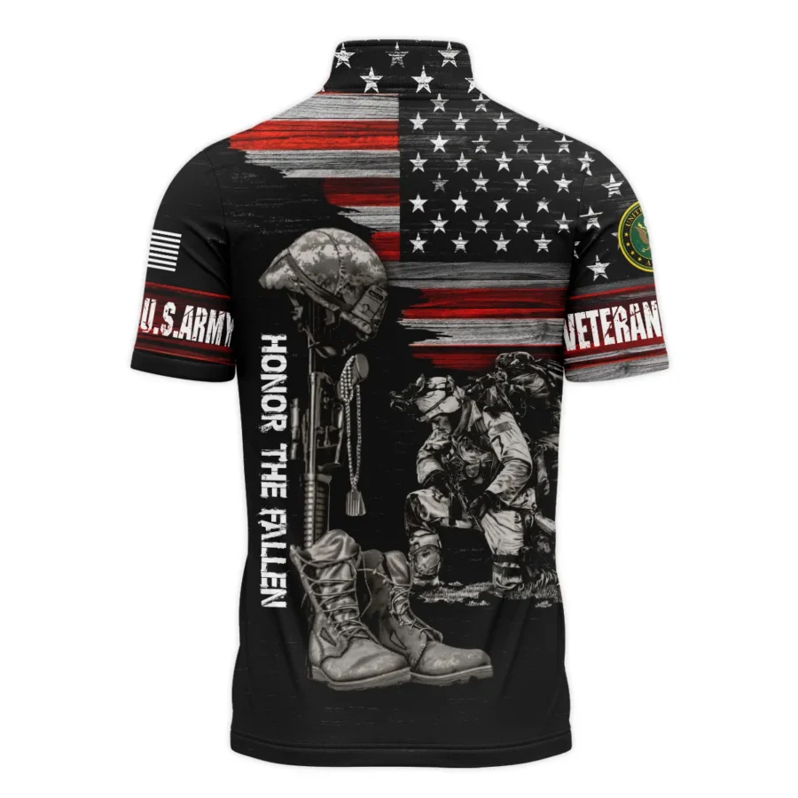 Veteran Honor The Fallen U.S. Army Veterans All Over Prints Quarter-Zip Polo Shirt