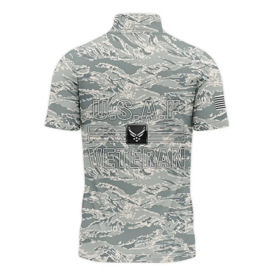 Veteran Proudly Served Duty Honor Country U.S. Air Force Veterans All Over Prints Quarter-Zip Polo Shirt