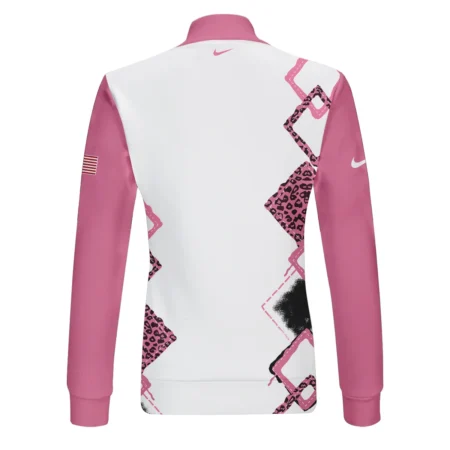 Nike 79th U.S. Women’s Open Lancaster Pink Leopard Pattern White Quater Zip Women