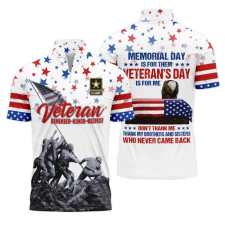 Veteran Memorial Day Remember Honor Respect U.S. Army Veterans All Over Prints Quarter-Zip Jacket