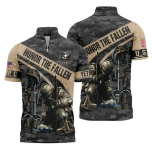 Veteran Camo Honor The Fallen U.S. Marine Corps Veterans All Over Prints Quarter-Zip Jacket