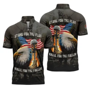 Veteran Stand For The Flag Kneel For The Fallen U.S. Marine Corps Veterans All Over Prints Quarter-Zip Jacket