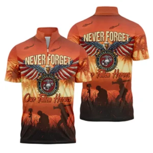 Veteran Never Forget Our Fallen Heroes U.S. Marine Corps Veterans All Over Prints Quarter-Zip Jacket