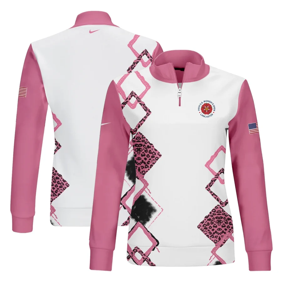 Nike 79th U.S. Women’s Open Lancaster Pink Leopard Pattern White Quater Zip Women