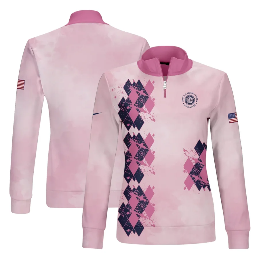 79th U.S. Women’s Open Lancaster Nike Argyle Plaid Pink Blue Pattern Quater Zip Women