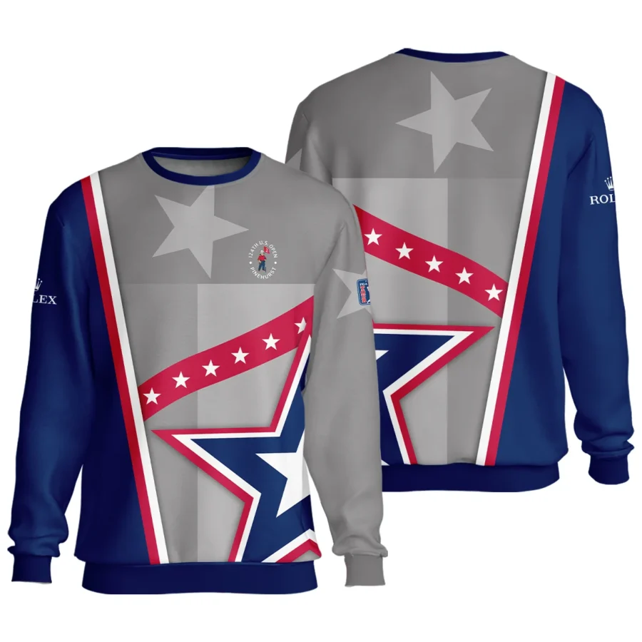 124th U.S. Open Pinehurst Rolex White Star Red Line Blue  Unisex Sweatshirt Style Classic Sweatshirt